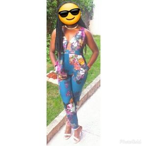 ASOS Floral jumpsuit with cut out and pockets